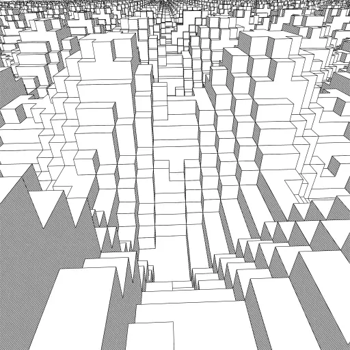 Playing with @reinder 's Voxel Ray Caster  https://turtletoy.net/turtle/d9ae1fb0bd