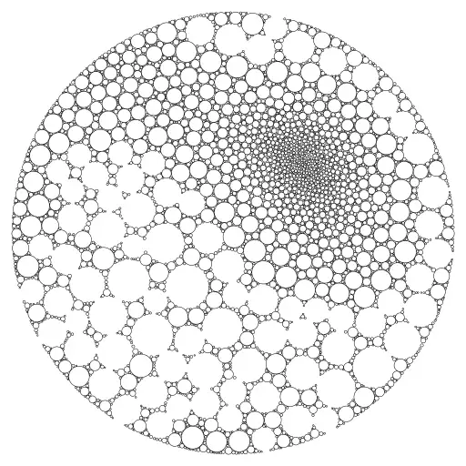 A pretty naive way of circle packing. Circles with a radius > hide_radius are not drawn.
#packing