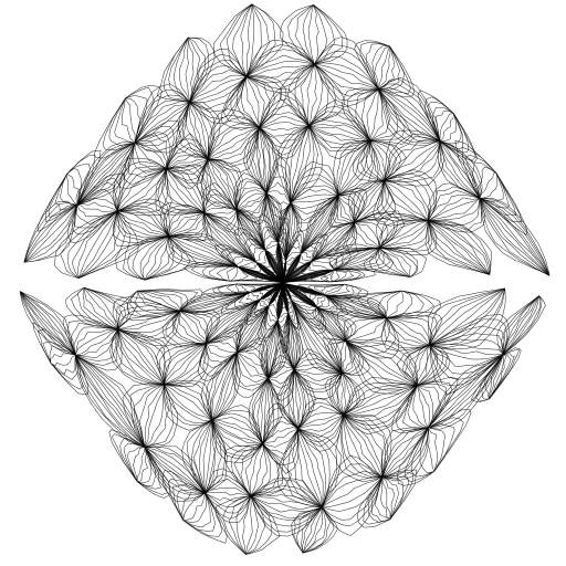 Forked from: Onions have layers 🐸 https://turtletoy.net/turtle/3b2af756c2

Converted to a Tortoise, added a additional transform (effect) to make it look bit like fractal-ish flower. other than that it is still same thing as the fork.