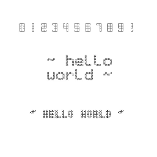 A bitmap font based text utility that can be used to print text to the screen. 
I added two bitmap fonts (tiny/normal) based on some images in some own format.

The letter- and line spacing can be set in the constructor. 

There's a function to iterate over the pixels of the font to do custom stuff with it, like the third text does.

Kinda follows same API as https://turtletoy.net/turtle/1713ddbe99

#text #font #utility