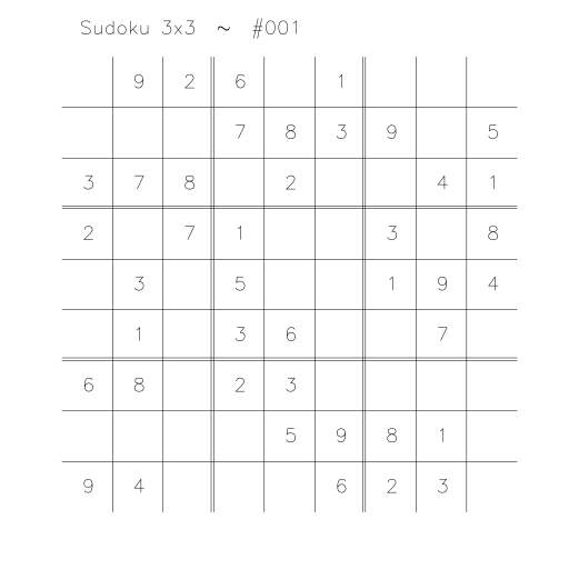 Features
- Different types (3x3, 2x4, 3x6 etc)
- Numbers or letters
- Many variations (seed)

How it works
- Generate complete grid
- Remove a block, use solver to check if it's still valid, repeat until isn't.
- Draw

What I learned
This was fun. I made some mistakes. First, I thought it would be possible to generate random numbers in a grid, hoping it would yield valid. Second,  I assumed it would be possible to randomly remove some cells from a valid grid, and it would be still solvable for users. I ended up needing a simple solver.