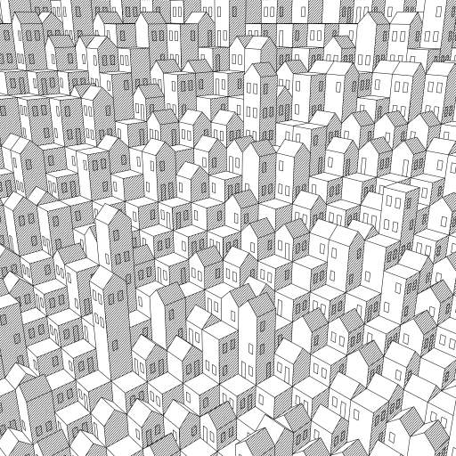 A first experiment to draw a procedural city of cubic building blocks. The city will be different each reload / re-compile. Try out different options by changing the settings at the top of the code.

In a next turtle, I will clean up and optimize the code and add more variety to the buildings.

#city #polygons #3D