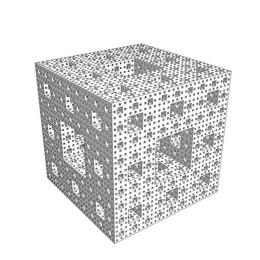 Menger Sponge fractal. I use a slightly modified version of the https://turtletoy.net/turtle/d9ae1fb0bd to collect all partially visible faces of the fractal. A bounding box is added to speed up rendering a bit.



#voxels #fractal #MengerSponge