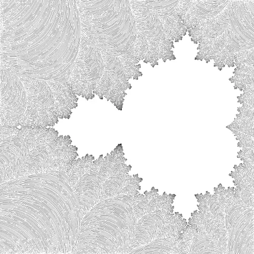 I am just forking the awesome turtles of @llemarie https://turtletoy.net/turtle/48b30c6521
This one uses the smooth Mandelbrot iteration count formula: https://www.iquilezles.org/www/articles/mset_smooth/mset_smooth.htm
I made some changes to the PoissonDiscGrid (using a queue), so I could improve precision without getting incorrect self-intersection tests.
#fractal #mandelbrot