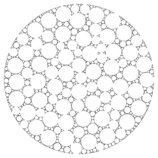A probably pretty naive way of circle packing. Circles with a radius > hide_radius are not drawn.
#packing
